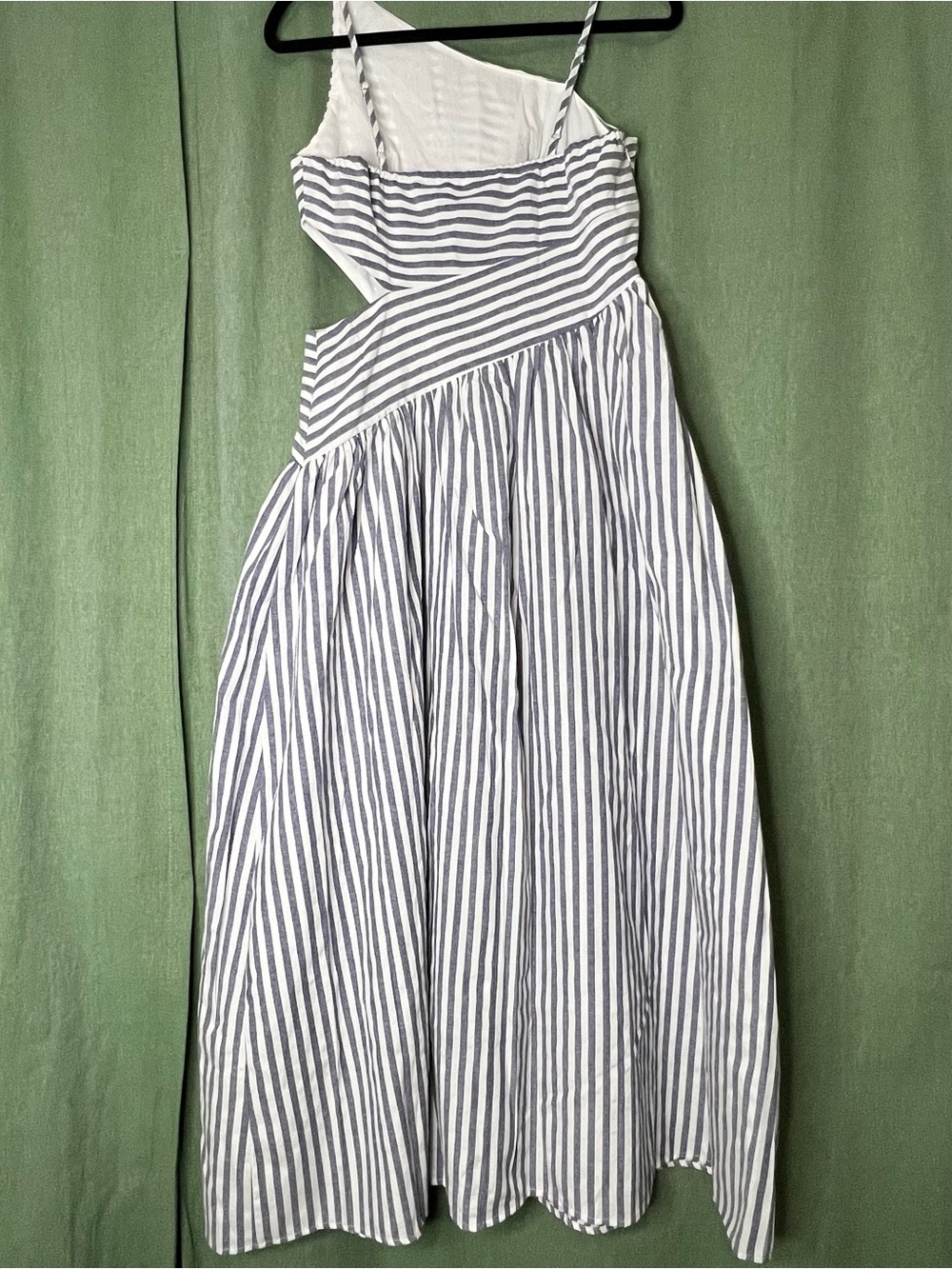 Commense Striped Cut-Out Asymmetric Cami Navy Maxi Dress NWT M - Picture 3 of 8